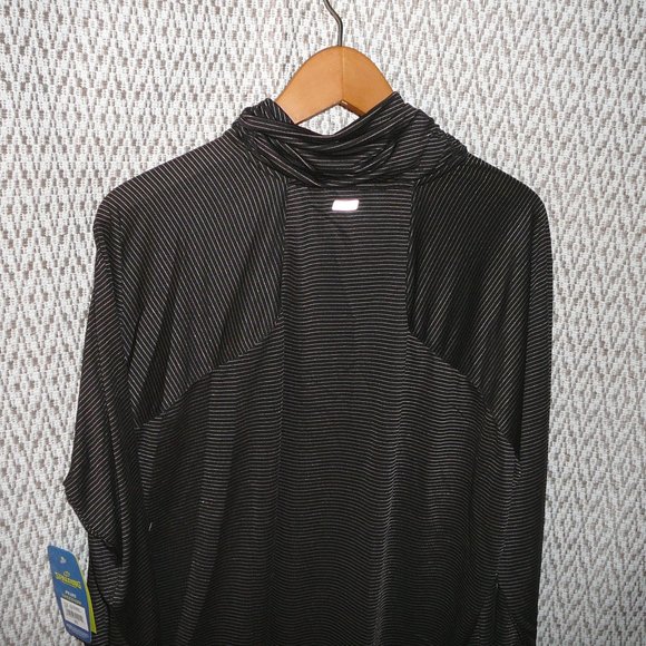 Spalding Speed Dry Black Gold Striped Pullover Turtleneck Athleisure Top 1X NWT - Picture 5 of 11